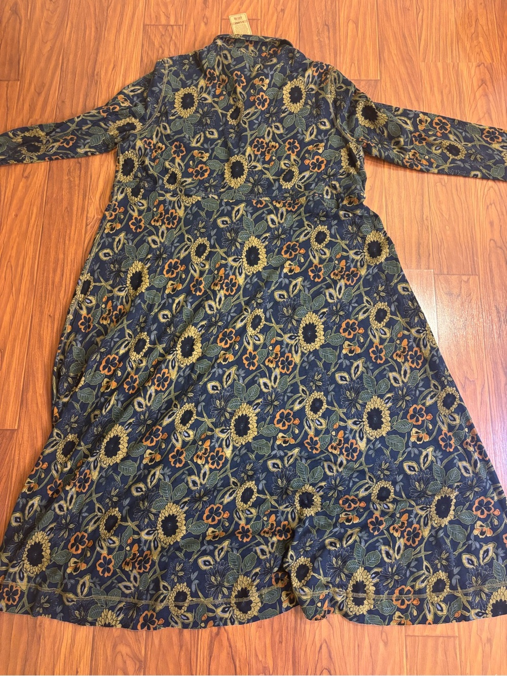 NWT NATURAL LIFE Christa Navy Blue Floral Long-Sleeve Button Maxi Dress Women XL - Picture 7 of 7